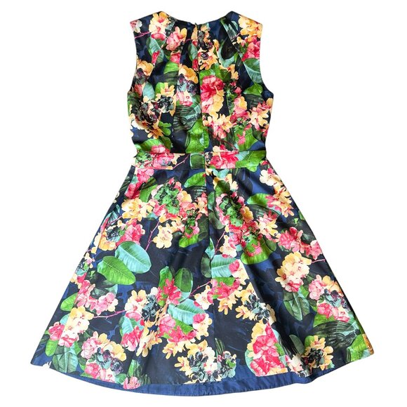 Karen Millen Floral Mini Dress Women's Navy Pockets Women's Size 4 - Picture 4 of 7